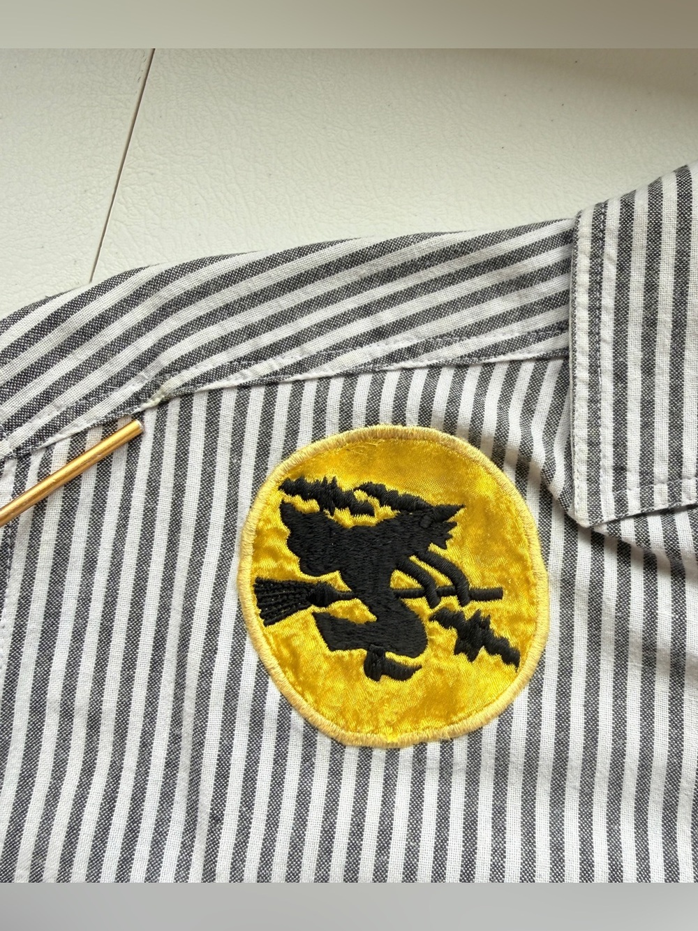 Casey & Max Halloween Embroidered Haunted House Stripe Button Shirt Size Small - Picture 6 of 11